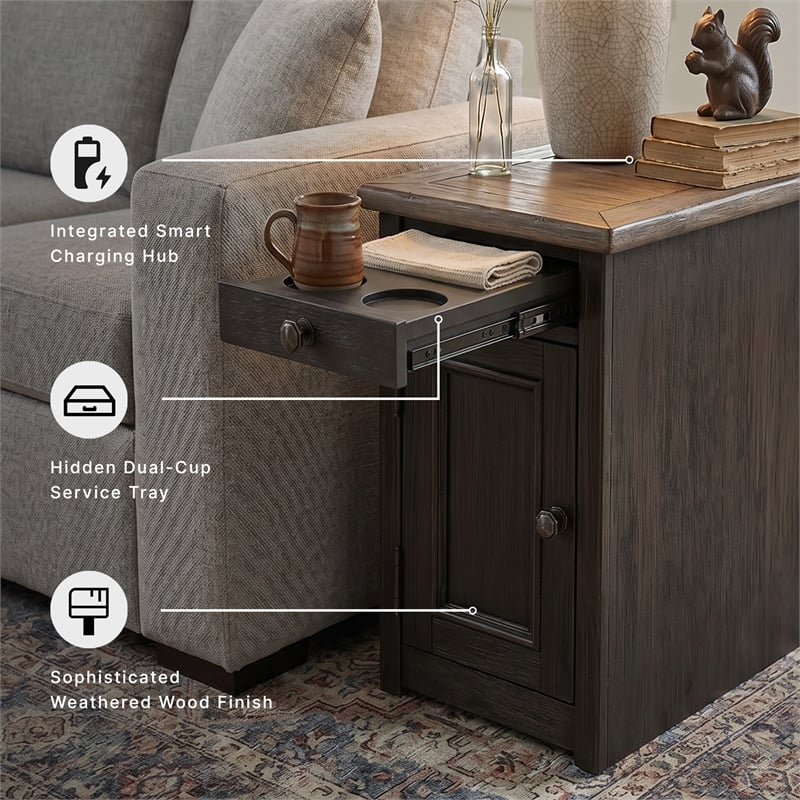 Signature Design by Ashley Tyler Creek Storage End Table with USB Ports in Gray