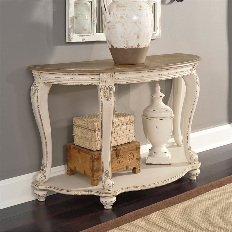 Signature Design by Ashley Realyn Console Table in Chipped White and Brown