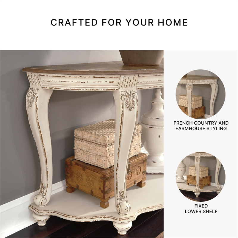 Signature Design by Ashley Realyn Console Table in Chipped White and Brown