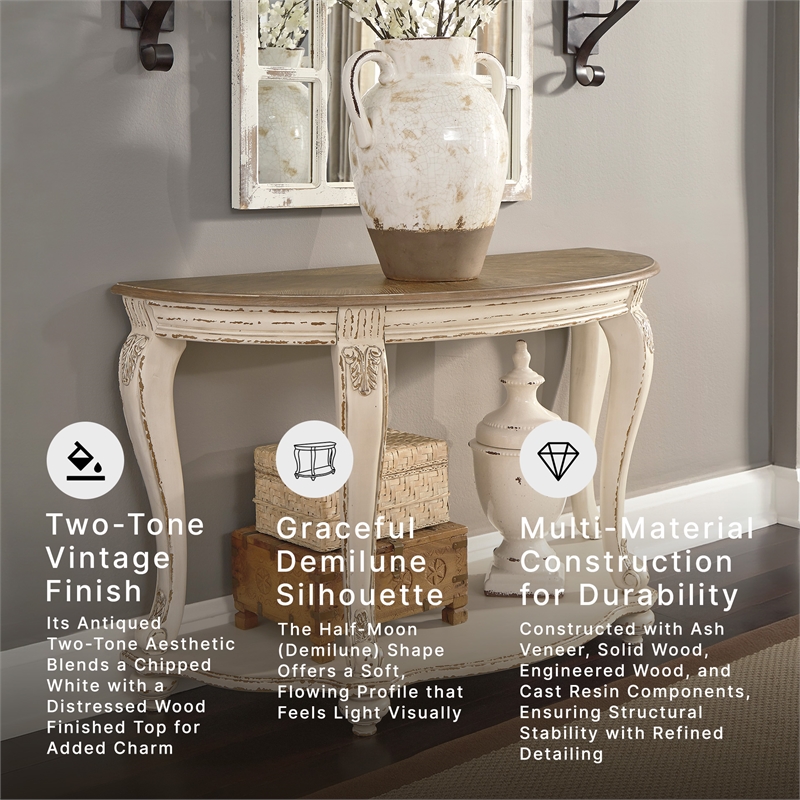Signature Design by Ashley Realyn Console Table in Chipped White and Brown