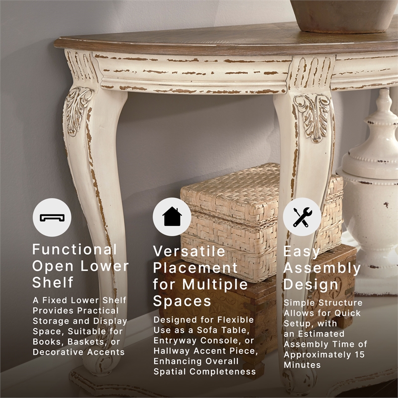 Signature Design by Ashley Realyn Console Table in Chipped White and Brown