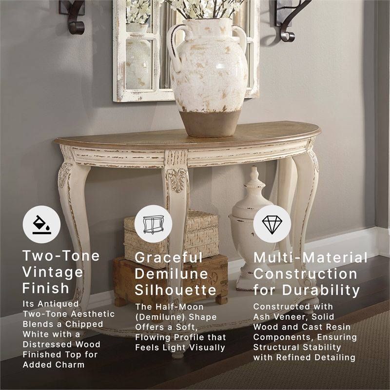 Signature Design by Ashley Realyn Console Table in Chipped White and Brown