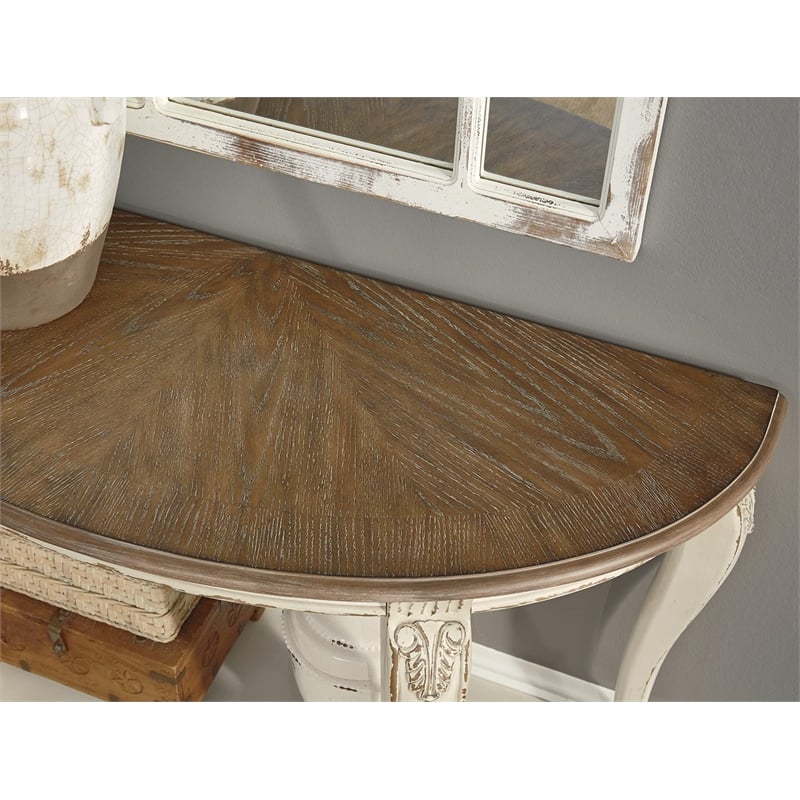 Signature Design by Ashley Realyn Console Table in Chipped White and Brown