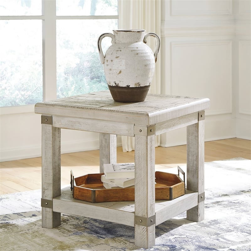 Signature Design by Ashley Carynhurst End Table in Whitewash and Gray