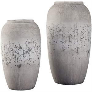 Ashley Dimitra 2 Piece Ceramic Vase Set in Brown and Cream