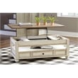 Ashley Furniture Realyn Lift Top Coffee Table in Antique White and Brown