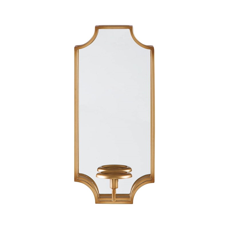 Ashley Dumi Metal and Mirrored Glass Wall Sconce Candle Holder in Gold