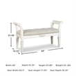 Ashley Realyn Tufted Bench with Scrolled Arm in Antique White