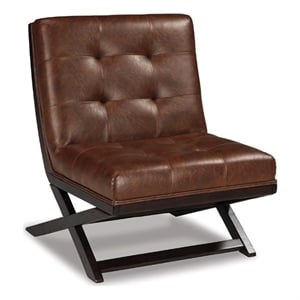 Signature Design by Ashley Sidewinder Faux Leather Tufted Accent Chair in Brown