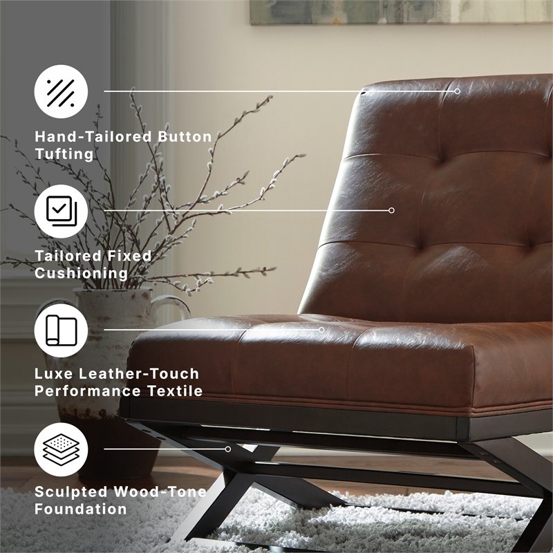 Signature Design by Ashley Sidewinder Faux Leather Tufted Accent Chair in Brown