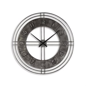 Signature Design by Ashley Ana Sofia Metal Wall Clock in Antique Gray