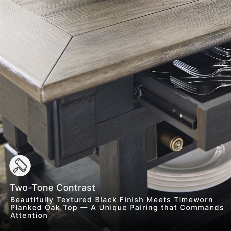 Ashley Furniture Tyler Creek Wine Rack Counter Height Dining Table in Black