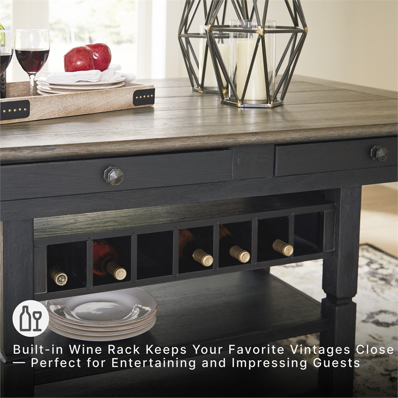 Ashley Furniture Tyler Creek Wine Rack Counter Height Dining Table in Black