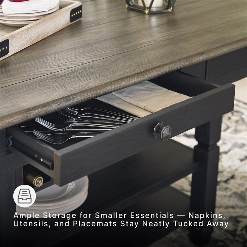 Ashley Furniture Tyler Creek Wine Rack Counter Height Dining Table in Black