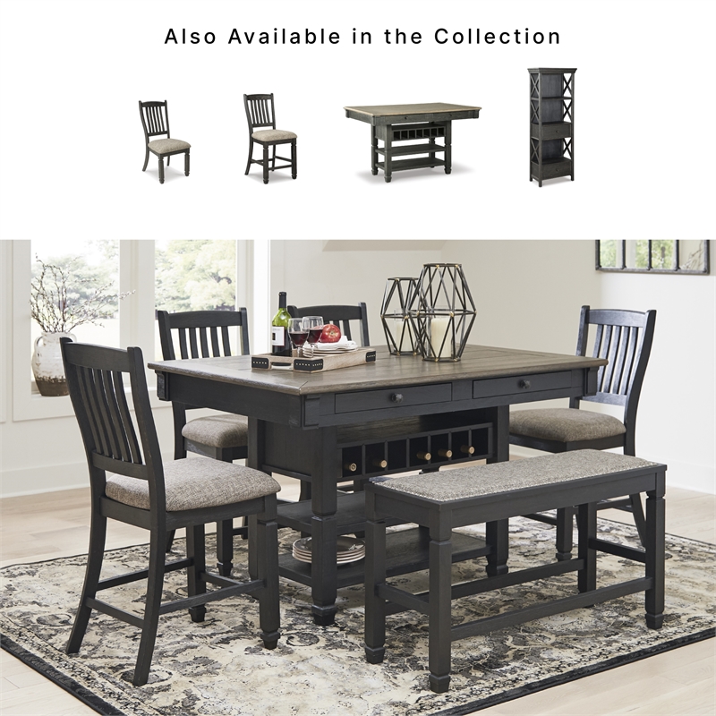 Ashley Furniture Tyler Creek Wine Rack Counter Height Dining Table in Black