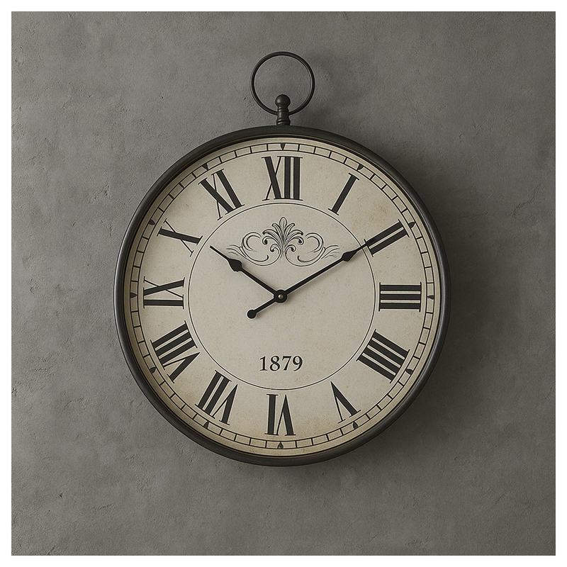 Signature Design by Ashley Augustina Metal Round Wall Clock in Antique Black