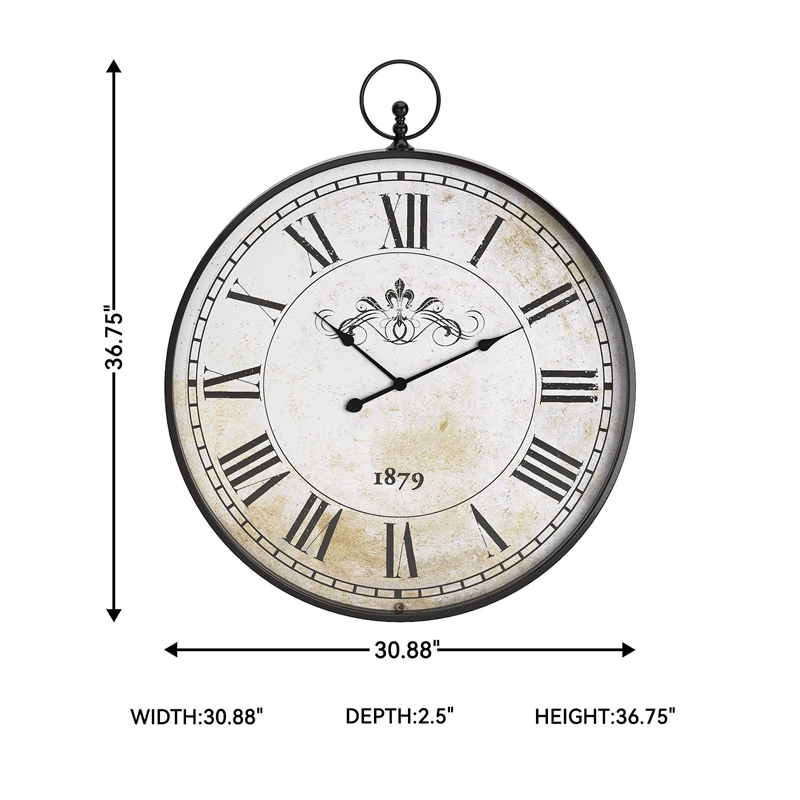 Signature Design by Ashley Augustina Metal Round Wall Clock in Antique Black