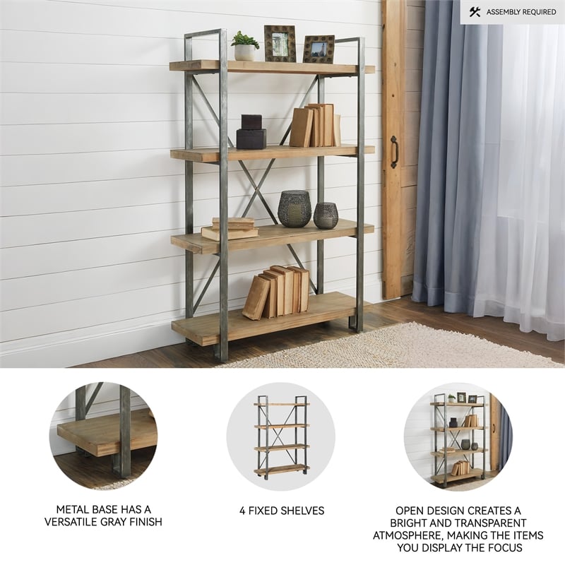 Signature Design by Ashley Forestmin 4 Shelf Bookcase in Brown and Black