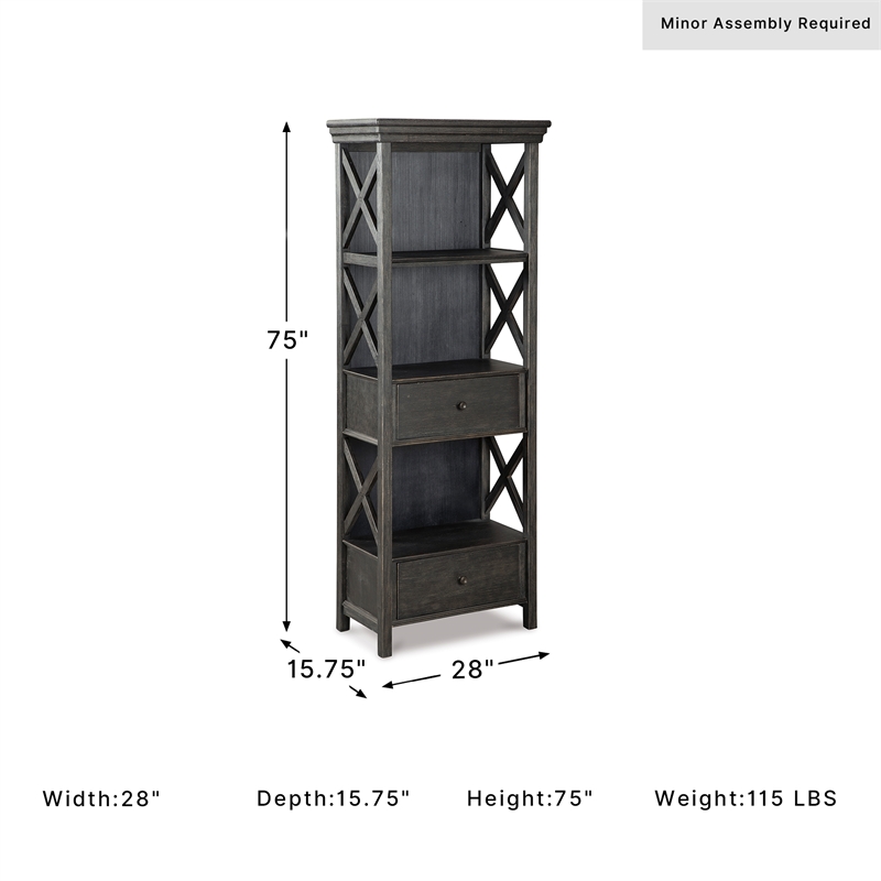 Signature Design by Ashley Tyler Creek 3 Shelf Bookcase in Black and Gray