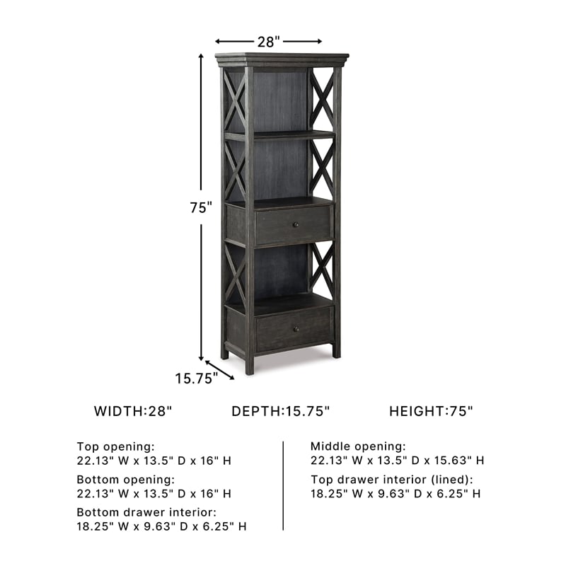 Signature Design by Ashley Tyler Creek 3 Shelf Bookcase in Black and Gray