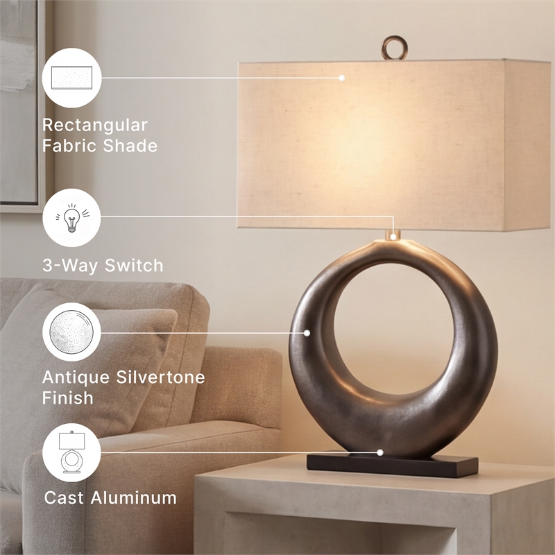 Ashley Furniture Saria Aluminum Table Lamp in Antique Silver