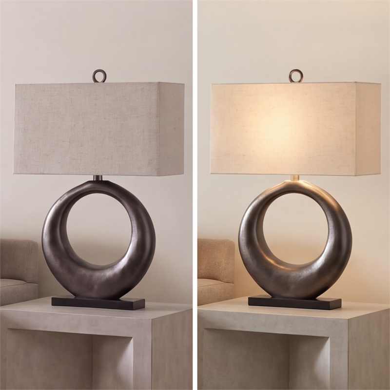 Ashley Furniture Saria Aluminum Table Lamp in Antique Silver