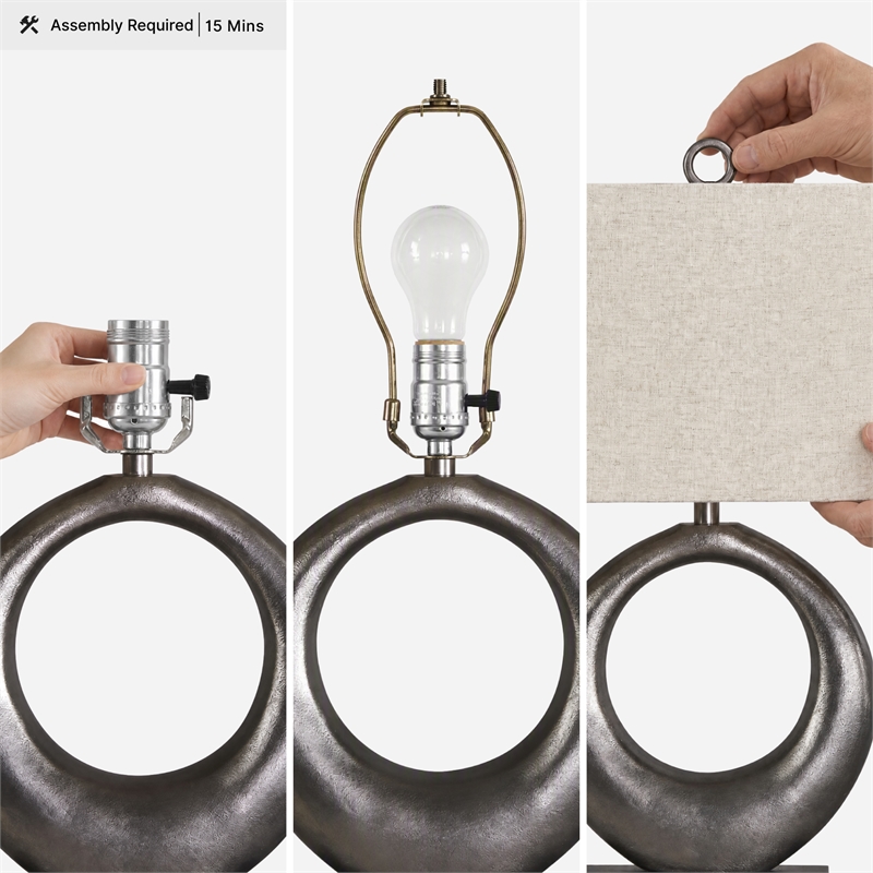 Ashley Furniture Saria Aluminum Table Lamp in Antique Silver