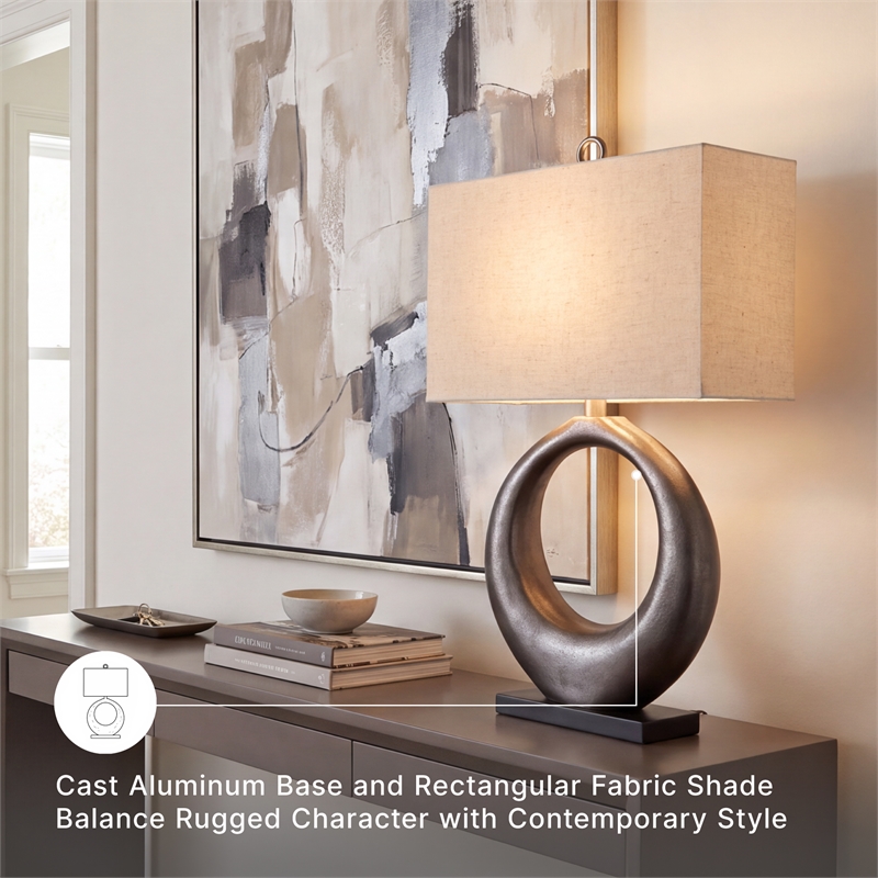 Ashley Furniture Saria Aluminum Table Lamp in Antique Silver