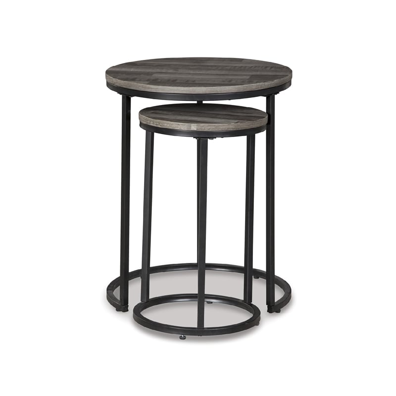 Ashley Briarsboro 2 Piece Nesting End Table Set in Gray and Black