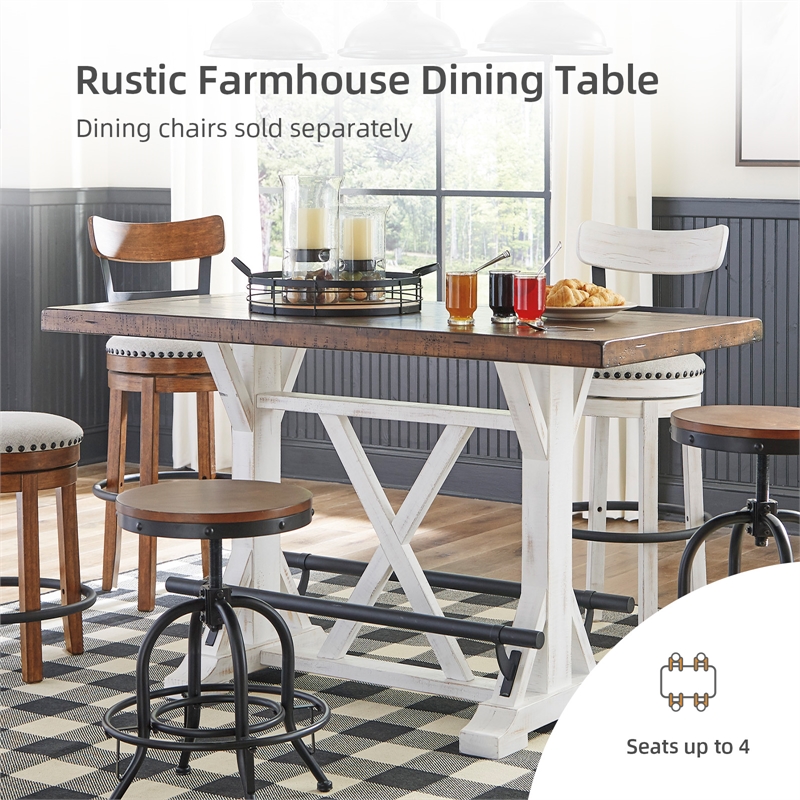Ashley Furniture Valebeck Wood Counter Height Dining Table in White and Brown