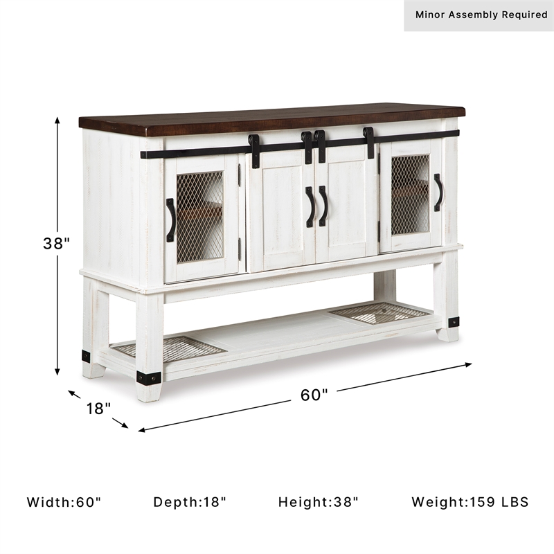 Signature Design by Ashley Valebeck 4 Door Server in White and Brown