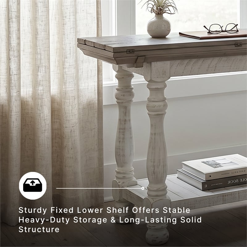 Signature Design by Ashley Havalance Flip Top Console Table in Gray and White