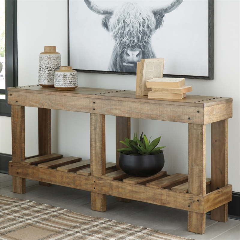 Ashley Susandeer Console Table in Light Brown