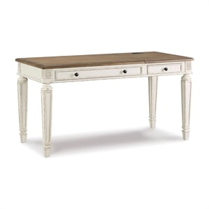 Ashley Furniture Realyn 2 Drawer Lift Top Writing Desk in White and Brown