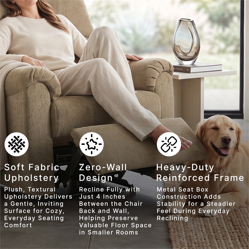 Signature Design by Ashley Nerviano Zero Wall Recliner in Mocha