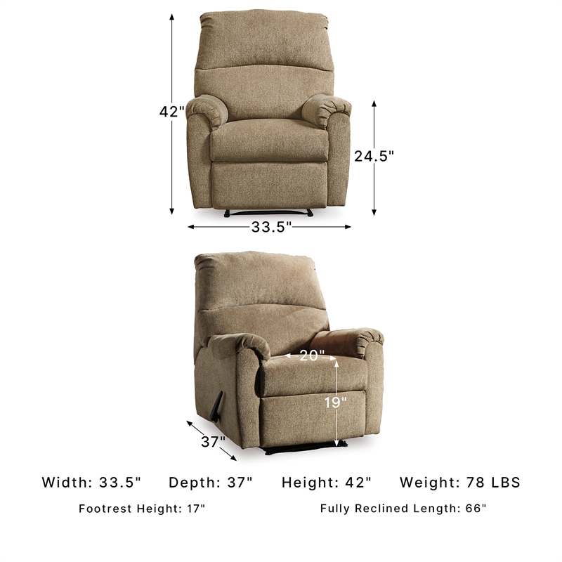 Signature Design by Ashley Nerviano Zero Wall Recliner in Mocha
