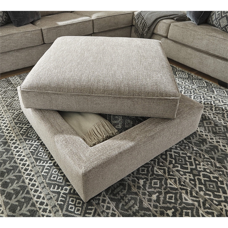 Signature Design by Ashley Bovarian Ottoman with Storage in Stone