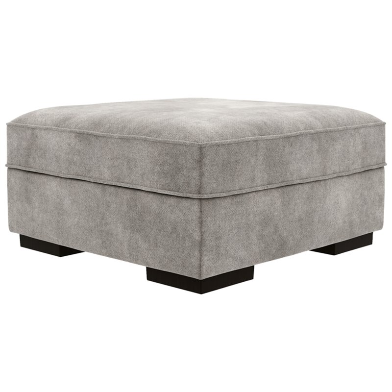 Ashley Furniture Bardarson Fabric Upholstered Ottoman with Storage in Silver