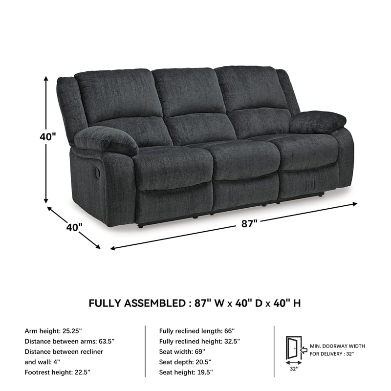 Signature Design by Ashley Draycoll Reclining Sofa in Slate