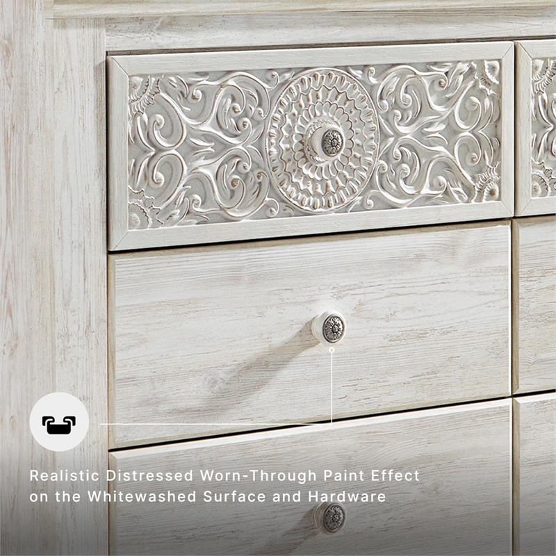 Signature Design by Ashley Paxberry 6 Drawer Dresser in Whitewash