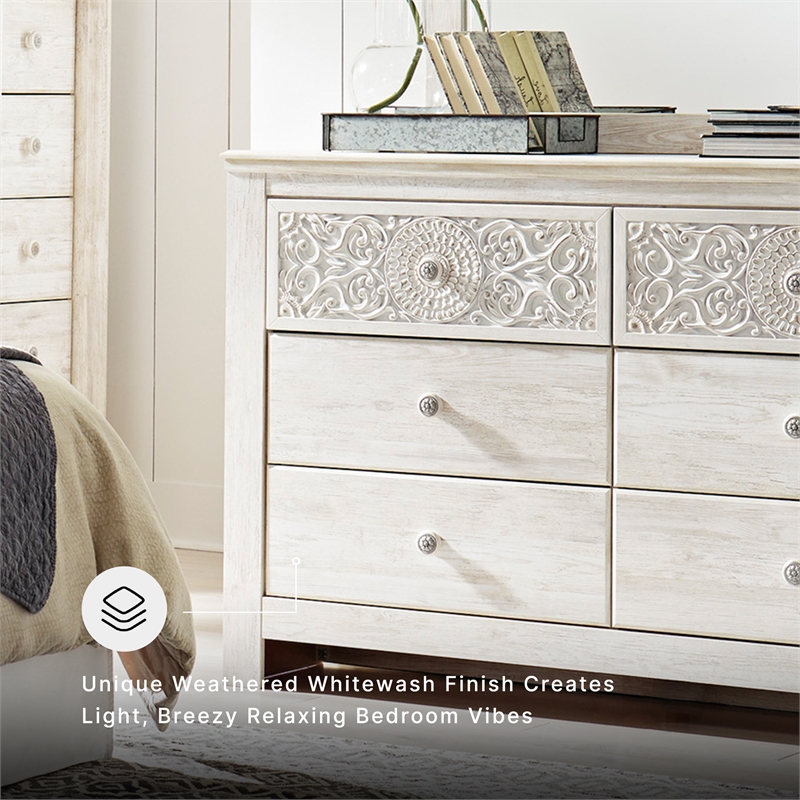 Signature Design by Ashley Paxberry 6 Drawer Dresser in Whitewash
