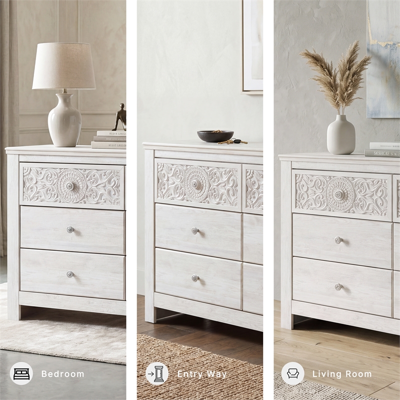 Signature Design by Ashley Paxberry 6 Drawer Dresser in Whitewash