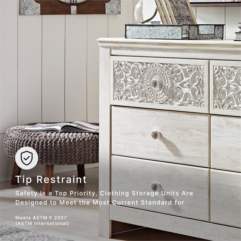 Signature Design by Ashley Paxberry 6 Drawer Dresser in Whitewash