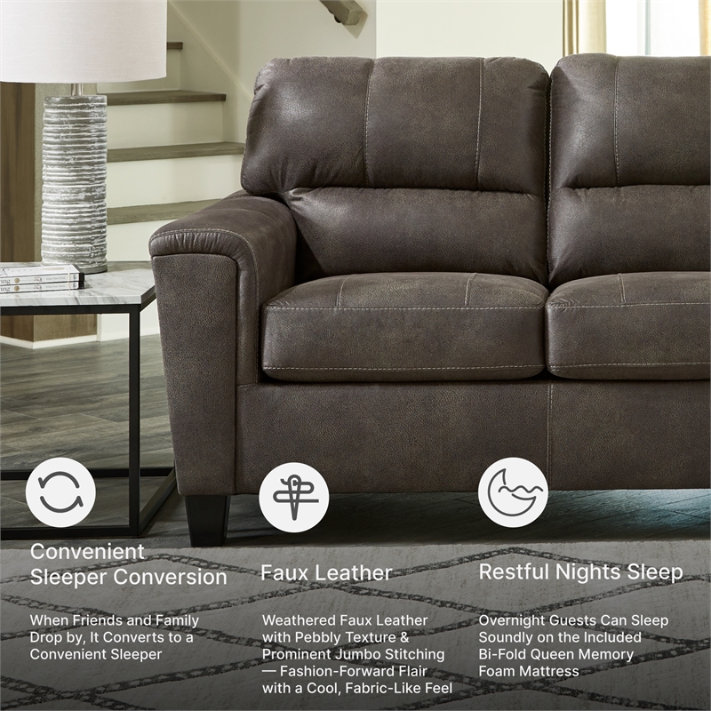 Signature Design by Ashley Navi Queen Sleeper Sofa in Smoke