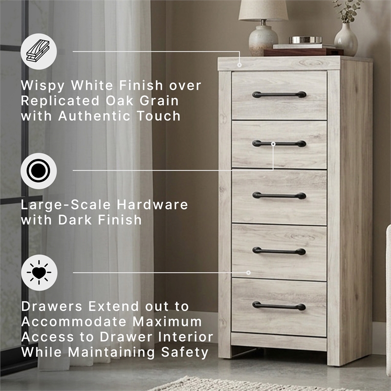 Signature Design by Ashley Cambeck Narrow 5 Drawer Chest in Whitewash