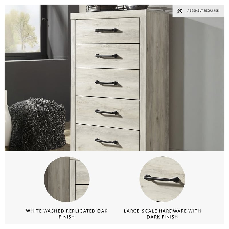Signature Design by Ashley Cambeck 5 Drawer Chest in Whitewash