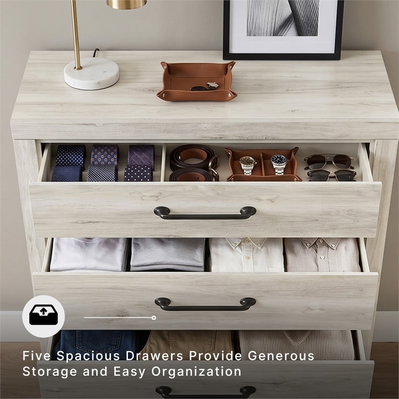 Signature Design by Ashley Cambeck 5 Drawer Chest in Whitewash