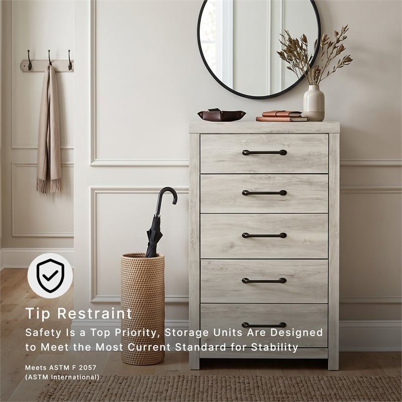 Signature Design by Ashley Cambeck 5 Drawer Chest in Whitewash