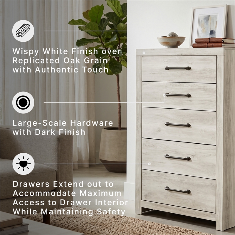 Signature Design by Ashley Cambeck 5 Drawer Chest in Whitewash