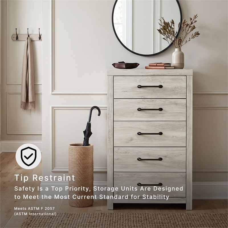 Signature Design by Ashley Cambeck 5 Drawer Chest in Whitewash